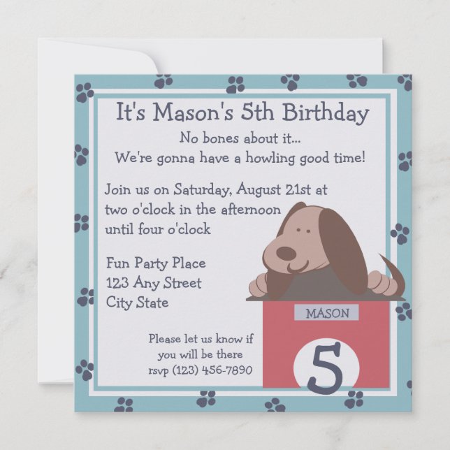 Doggie Tales Party Invitation (Front)