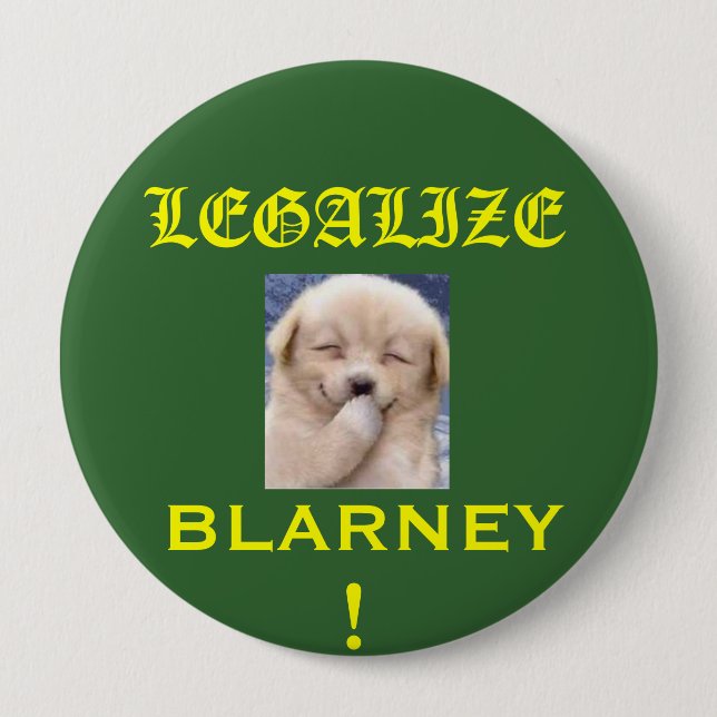 DoggieBlarney 4 Inch Round Button (Front)