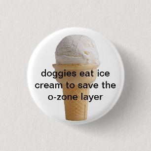 doggies eat ice cream 1 inch round button