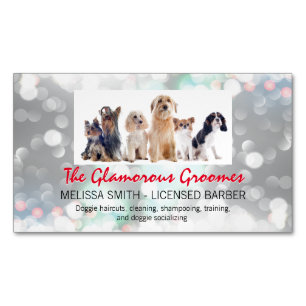 Doggies   Sparkle Background Magnetic Business Card