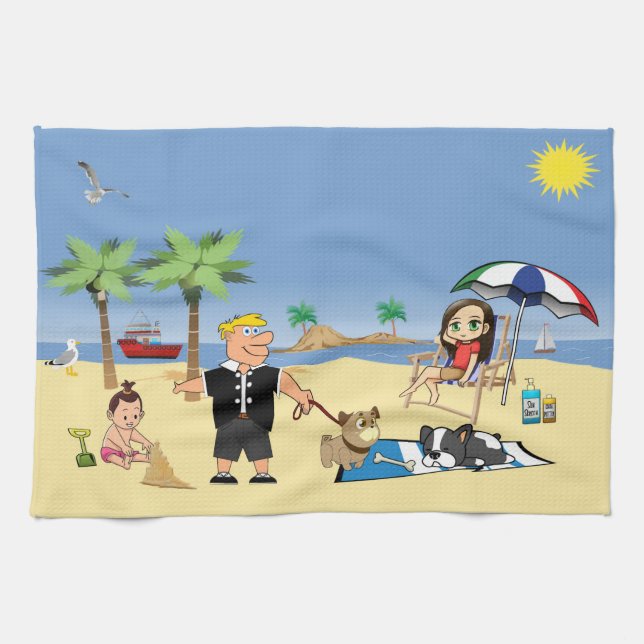 Doggone Beachy Kitchen Towel (Horizontal)