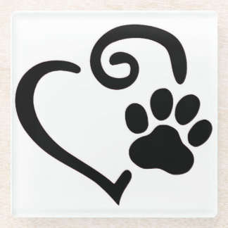"DOGGY LOVE WITH PAW PRINT" COASTER