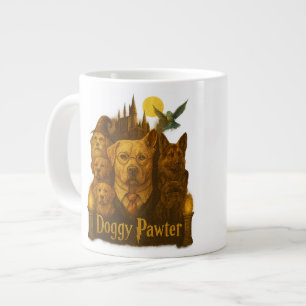 Doggy Pawter Vintage 90s Graphic Retro Wizard Dog Large Coffee Mug