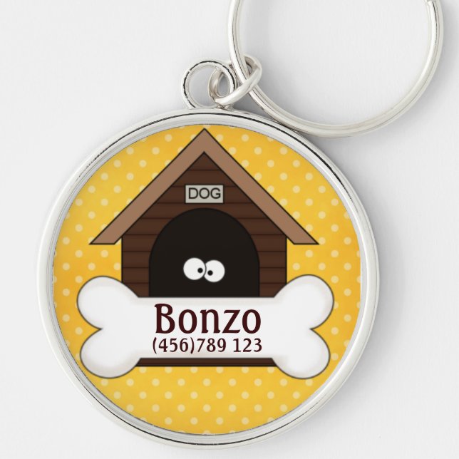 Doghouse & Dog´s Eyes Dog ID Tag Keychain (Front)