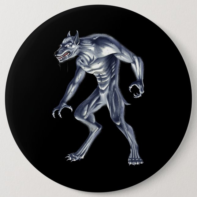 Dogman Cryptid Beast 6 Inch Round Button (Front)