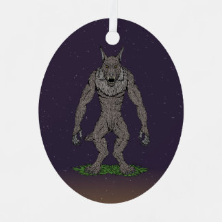Dogman Cryptid or Werewolf Metal Ornament