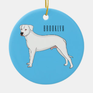 Dogo argentino dog cartoon illustration ceramic ornament