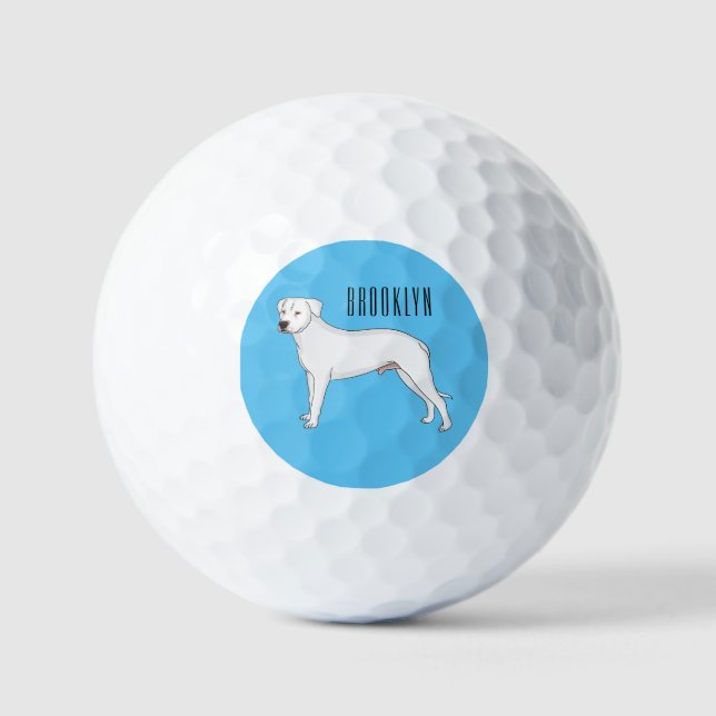 Dogo argentino dog cartoon illustration golf balls (Front)