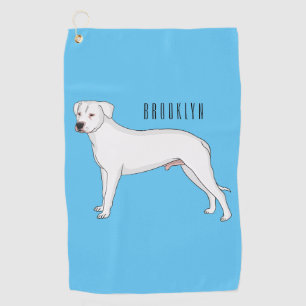 Dogo argentino dog cartoon illustration golf towel