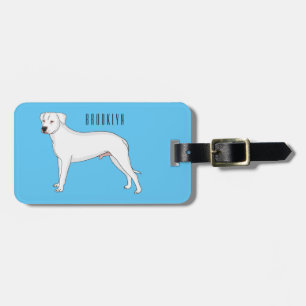 Dogo argentino dog cartoon illustration luggage tag