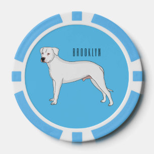 Dogo argentino dog cartoon illustration  poker chips