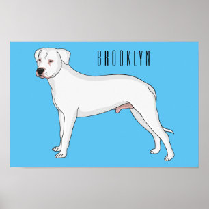 Dogo argentino dog cartoon illustration poster