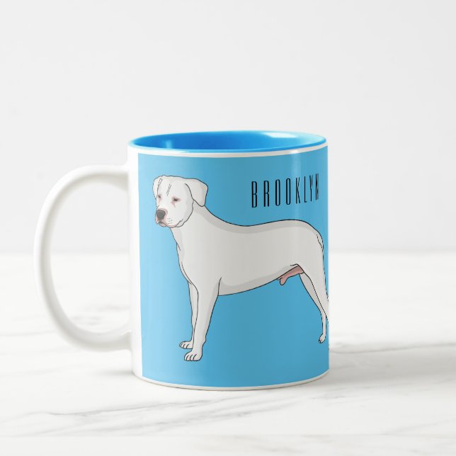 Dogo argentino dog cartoon illustration Two-Tone coffee mug (Left)
