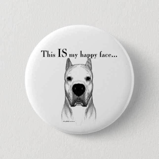 Dogo Argentino Happy Face 2 Inch Round Button (Front)