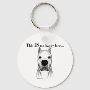 Dogo Argentino Happy Face Keychain