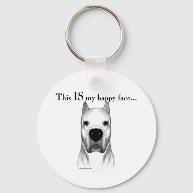 Dogo Argentino Happy Face Keychain (Front)