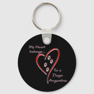 Dogo Argentino Heart Belongs Keychain