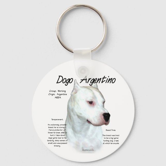 Dogo Argentino History Design Keychain (Front)