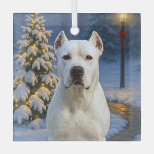 Dogo Argentino Holiday Glass Ornament