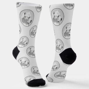 Dogo Argentino Painting Mastiff Original Dog Art Socks