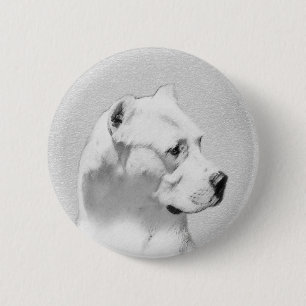 Dogo Argentino Painting - Original Dog Art 2 Inch Round Button