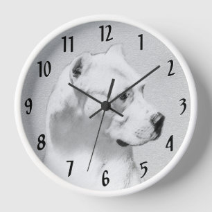 Dogo Argentino Painting - Original Dog Art Clock