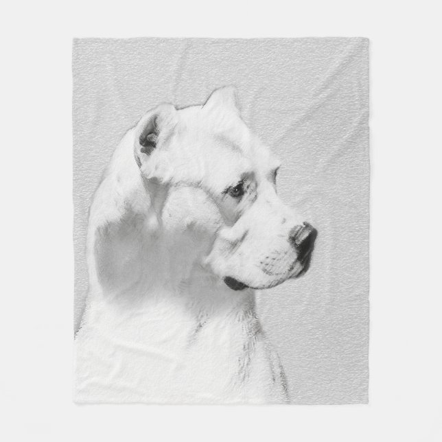 Dogo Argentino Painting - Original Dog Art Fleece Blanket (Front)