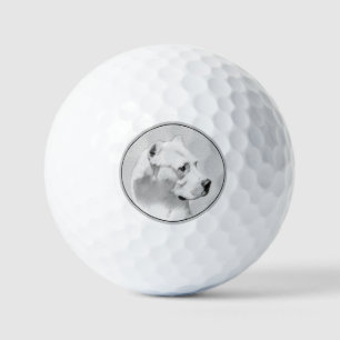 Dogo Argentino Painting - Original Dog Art Golf Balls