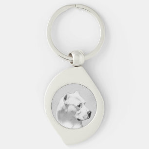 Dogo Argentino Painting - Original Dog Art Keychain