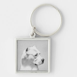 Dogo Argentino Painting - Original Dog Art Keychain