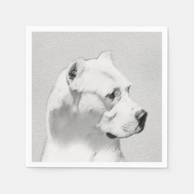 Dogo Argentino Painting - Original Dog Art Napkin (Front)