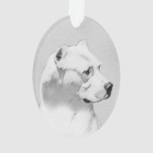 Dogo Argentino Painting - Original Dog Art Ornament