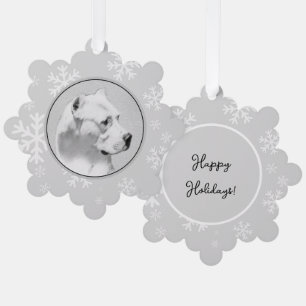 Dogo Argentino Painting - Original Dog Art Ornament Card