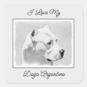 Dogo Argentino Painting - Original Dog Art Square Sticker