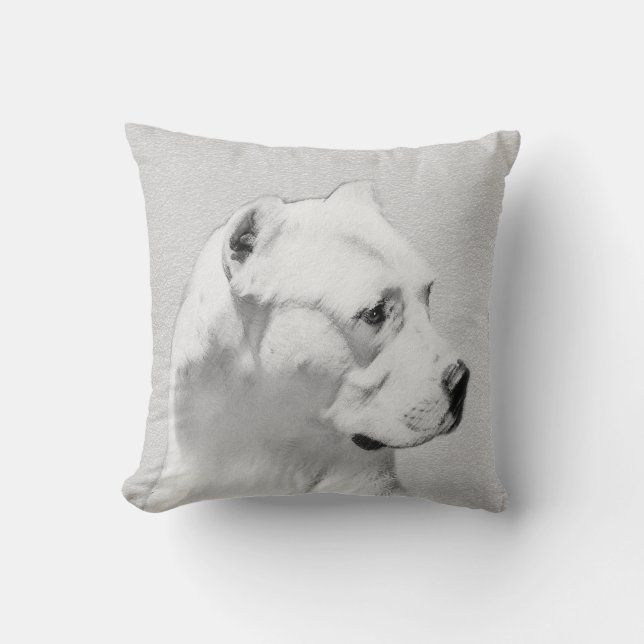 Dogo Argentino Painting - Original Dog Art Throw Pillow (Front)