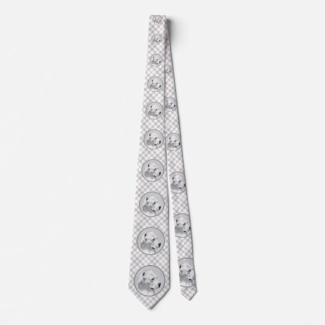 Dogo Argentino Painting - Original Dog Art Tie (Front)