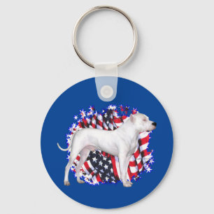 Dogo Argentino Patriot Keychain