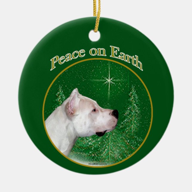 Dogo Argentino Peace Ceramic Ornament (Front)