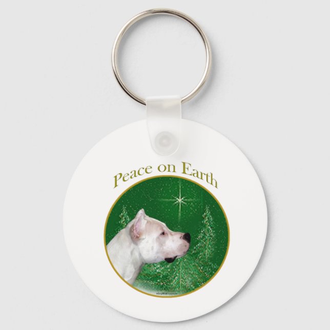 Dogo Argentino Peace Keychain (Front)