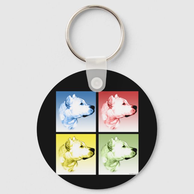 Dogo Argentino Pop Art Keychain (Front)
