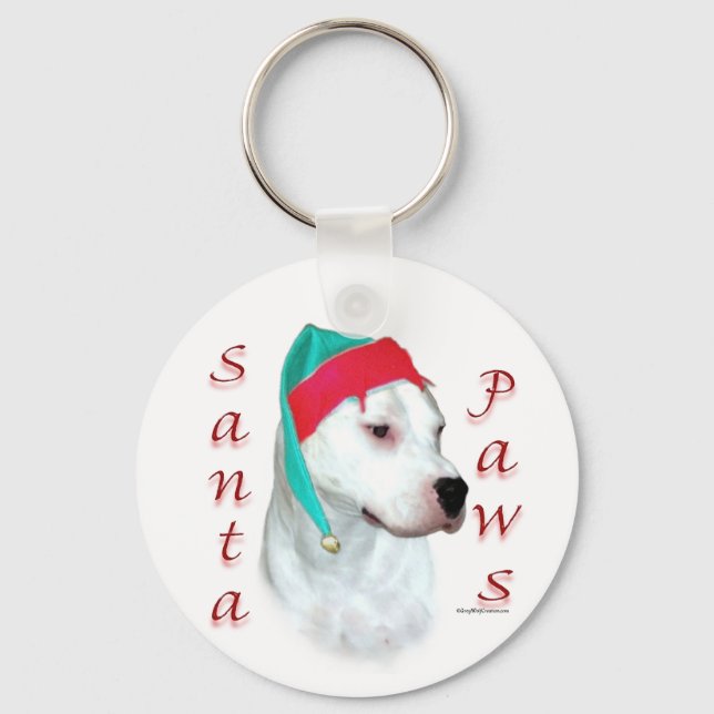 Dogo Argentino Santa Paws Keychain (Front)