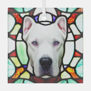 Dogo Argentino "Stained Glass" Glass Ornament