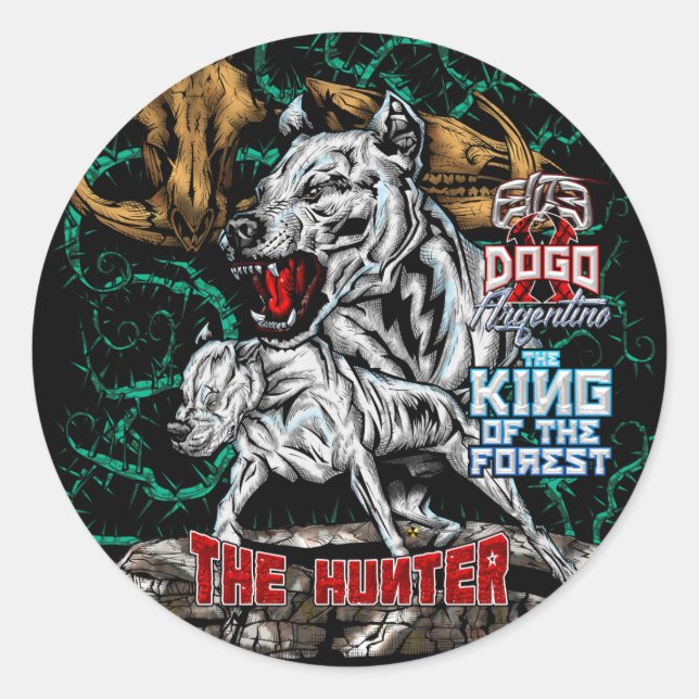DOGO ARGENTINO - The Hunter - King of Forest Classic Round Sticker (Front)
