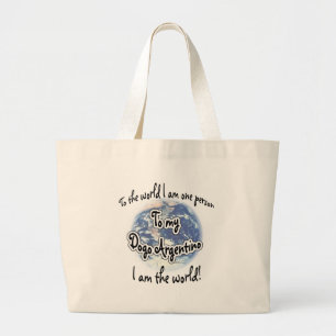 Dogo Argentino World 2 Large Tote Bag