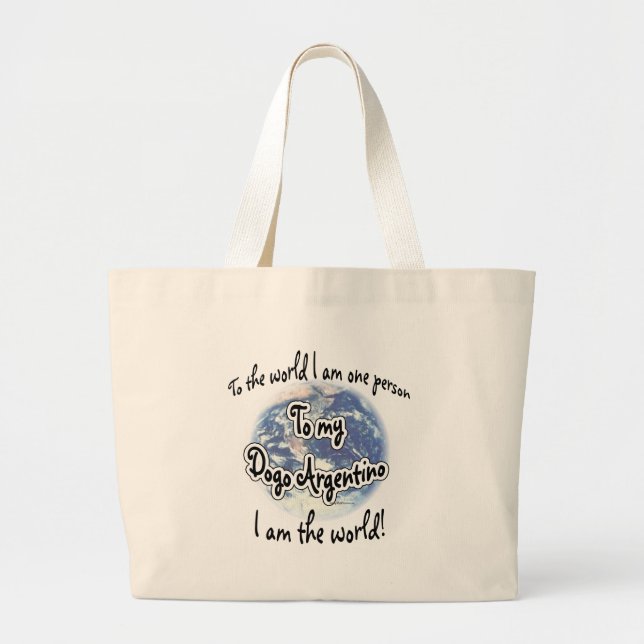 Dogo Argentino World 2 Large Tote Bag (Front)