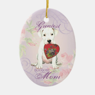 Dogo Heart Mom Ceramic Ornament