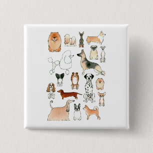 Dogs 2 Inch Square Button