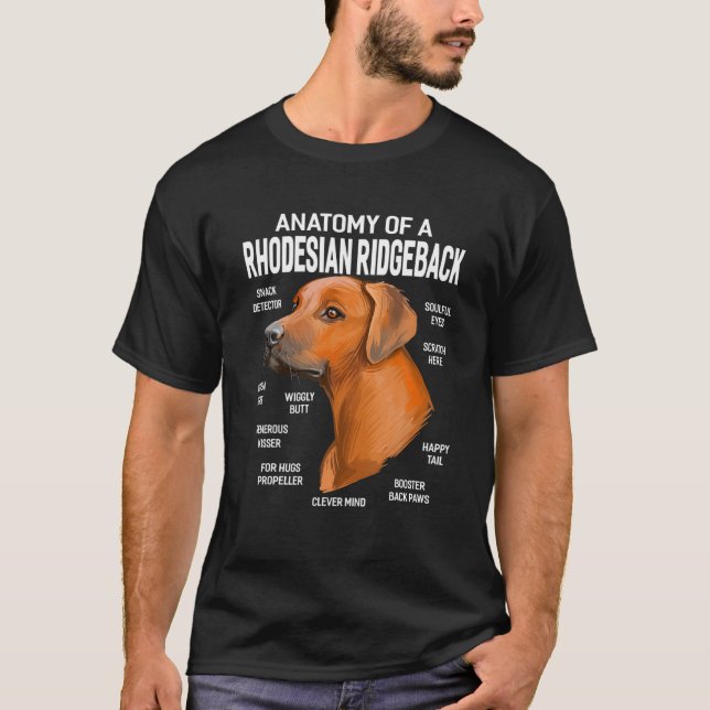 Dogs 365 Anatomy Of A Rhodesian Ridgeback Dog Funn T-Shirt (Front)