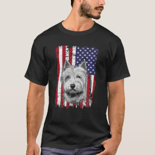 Dogs 365 Distress American Flag Westie Dog 4Th Of T-Shirt