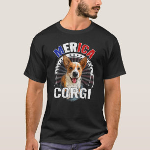 Dogs 365 Merica Corgi Dog American Flag 4th Of Jul T-Shirt